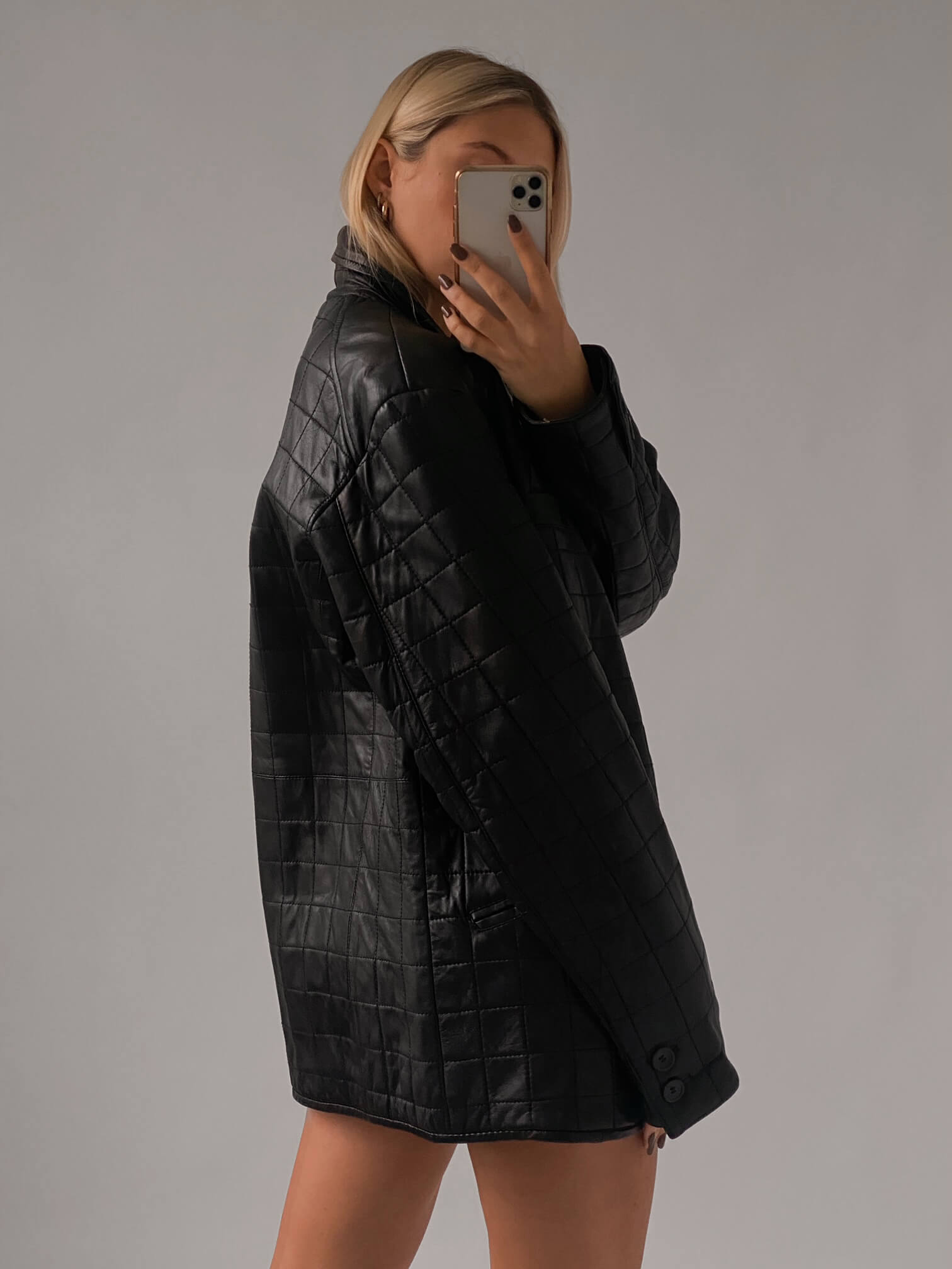 Vintage Oversized Quilted Leather Jacket | XS-XL