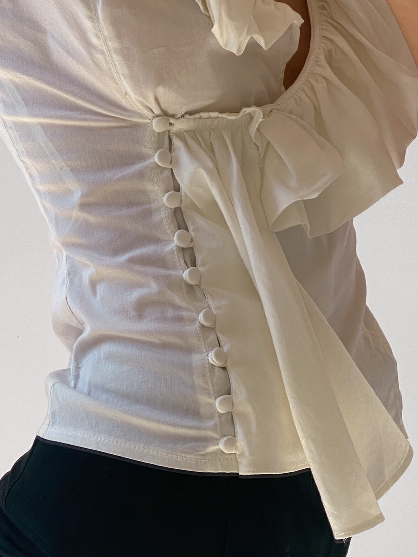 Y2K Ruffle Poplin Blouse | XS