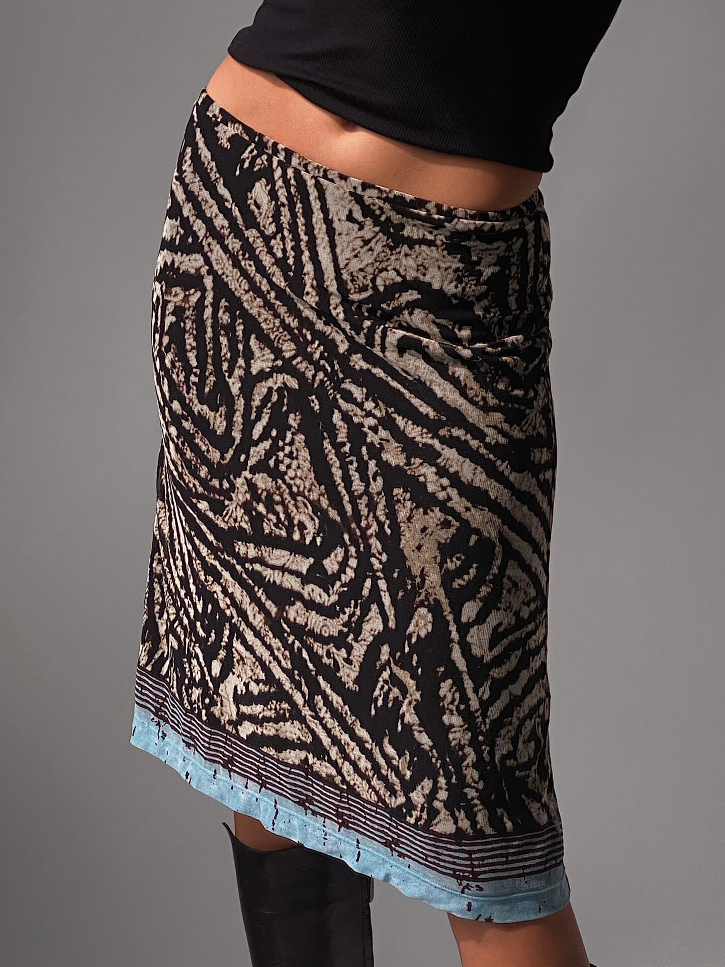 Vintage Printed Mesh Skirt | S/M