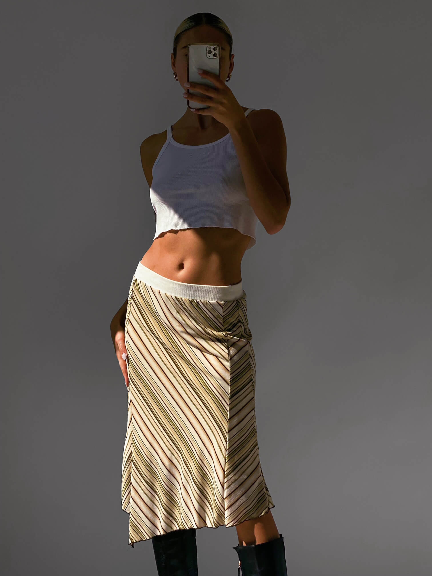 Vintage Striped Handkerchief Midi Skirt | M