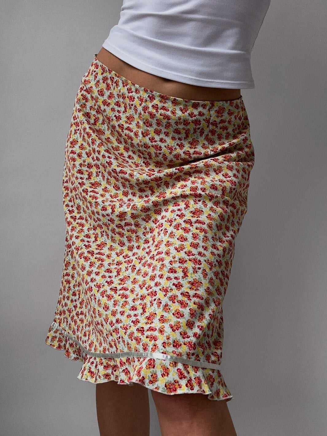 Vintage EXPRESS WORLD BRAND Floral Midi Skirt | L/XL