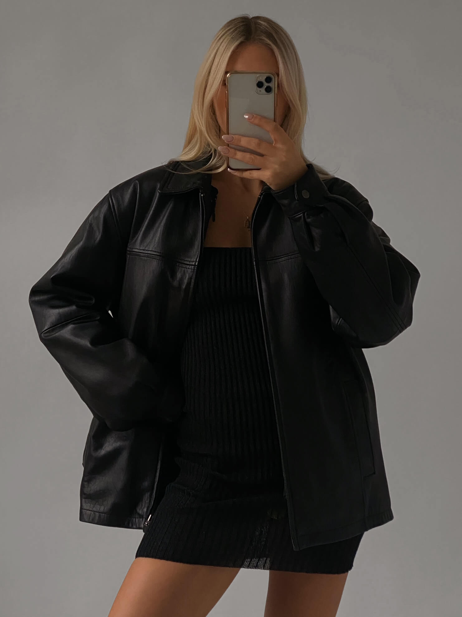 Vintage Oversized Straight Fit Leather Jacket | XS-L