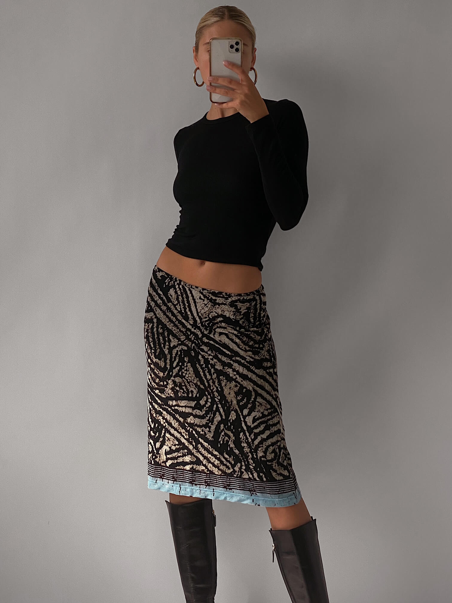Vintage Printed Mesh Skirt | S/M