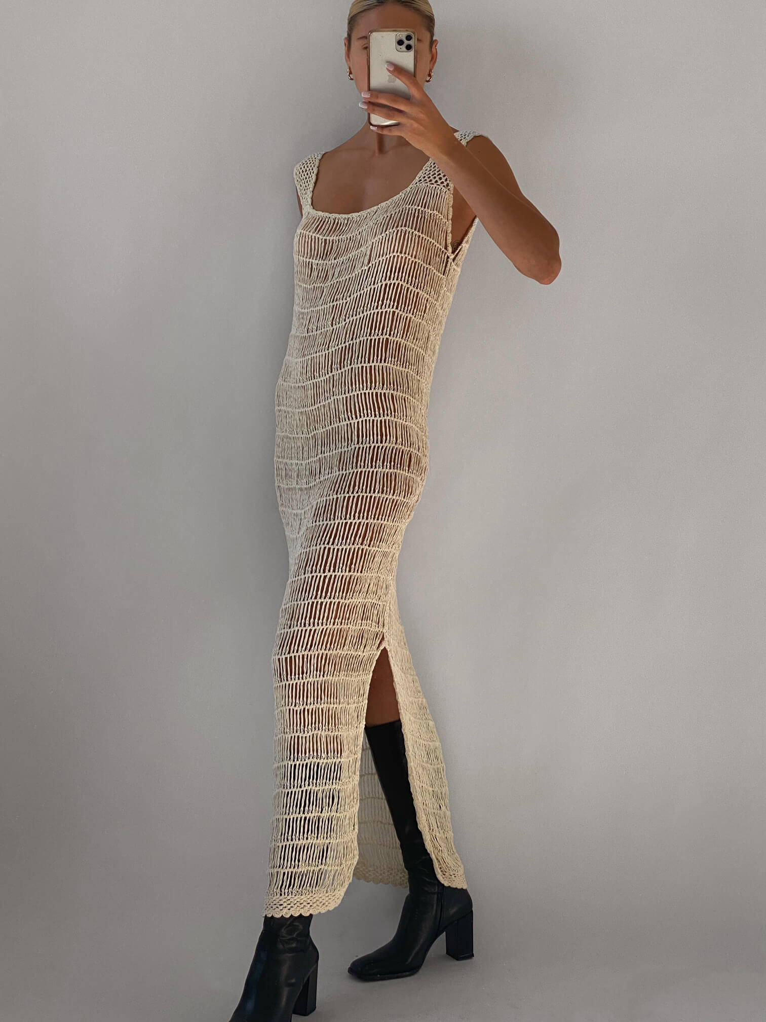Vintage Hand Woven Maxi Dress | S/M