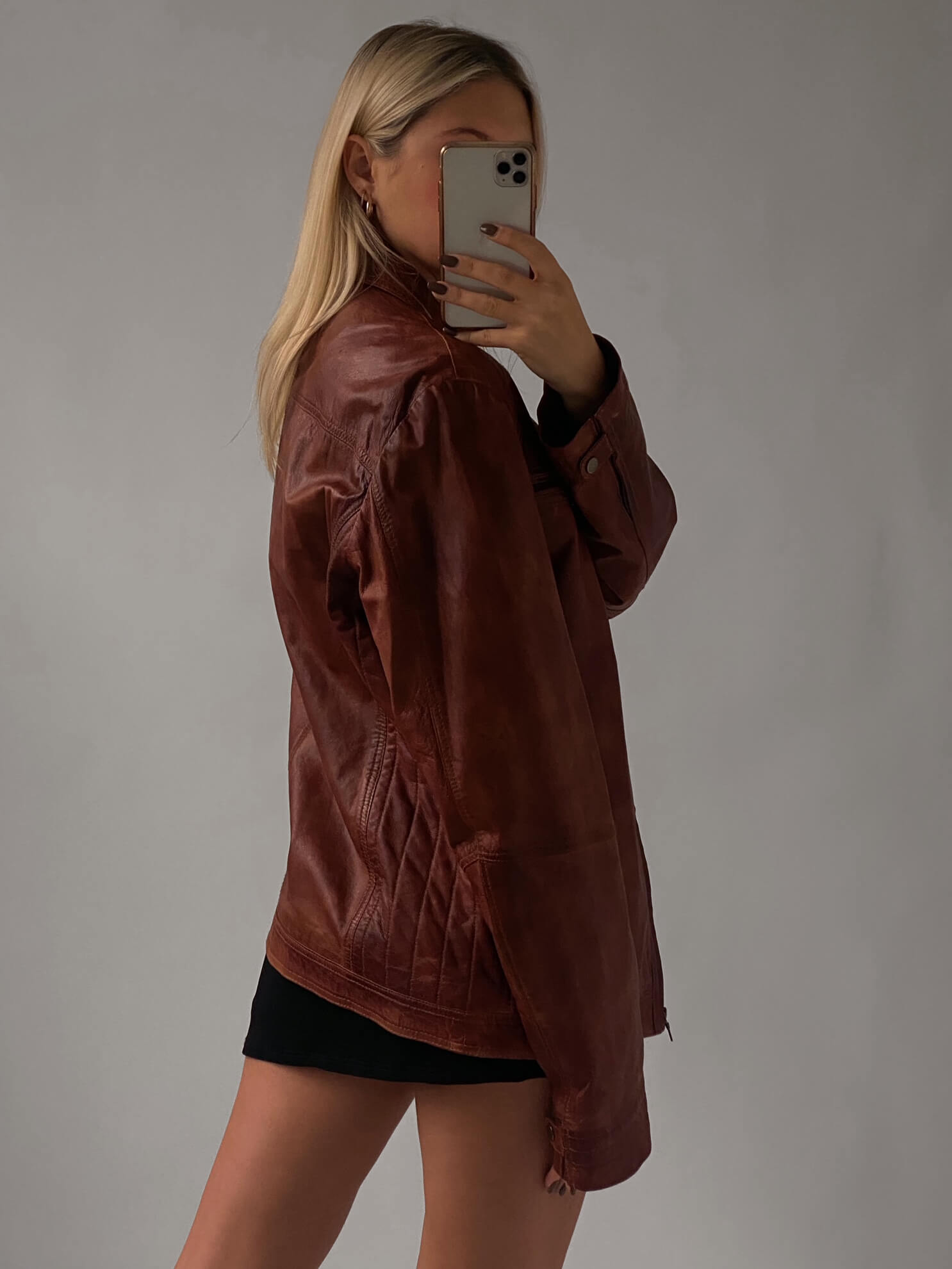 Vintage Oversized Rust Patina Leather Jacket | XS-XL