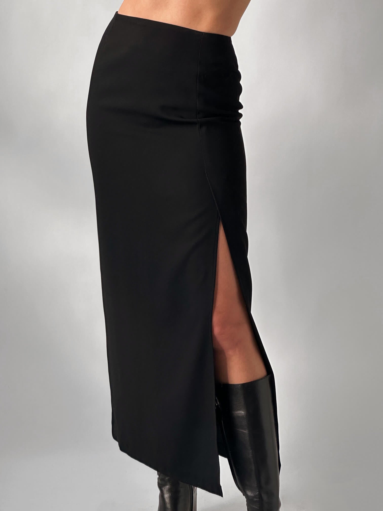 Vintage High Slit Maxi Skirt | XS