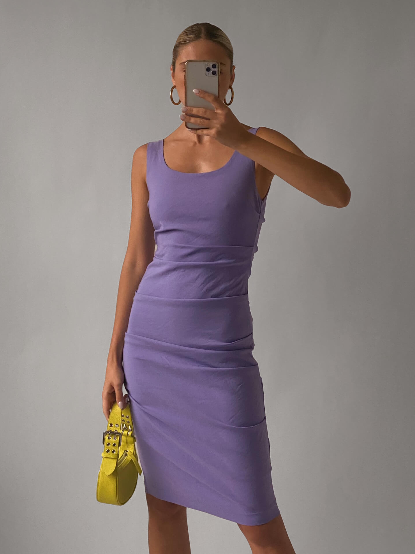 Vintage Lavender Ruched Dress | S
