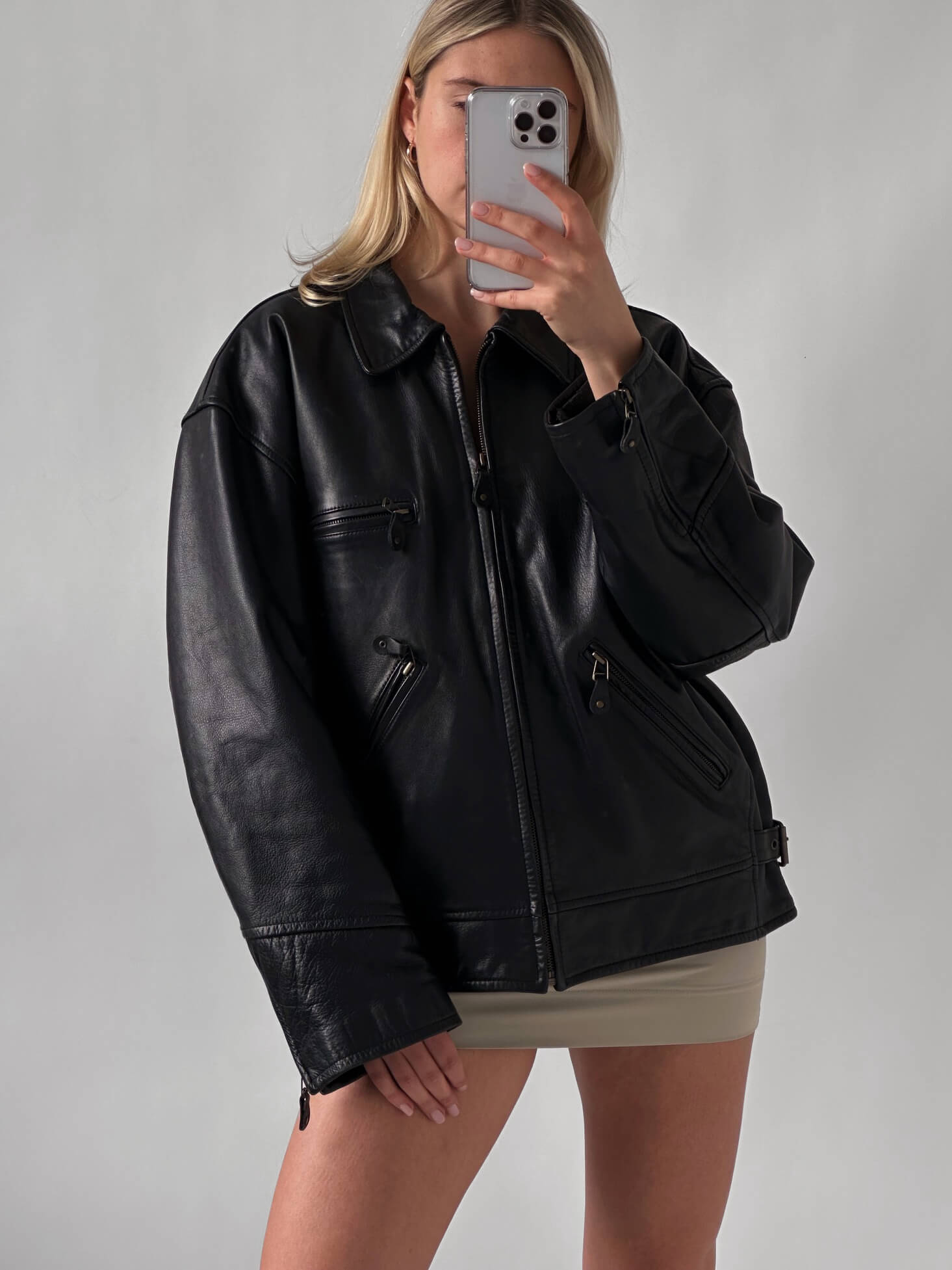 Vintage ULTRA OVERSIZED Zipper Leather Jacket | XS-XXL