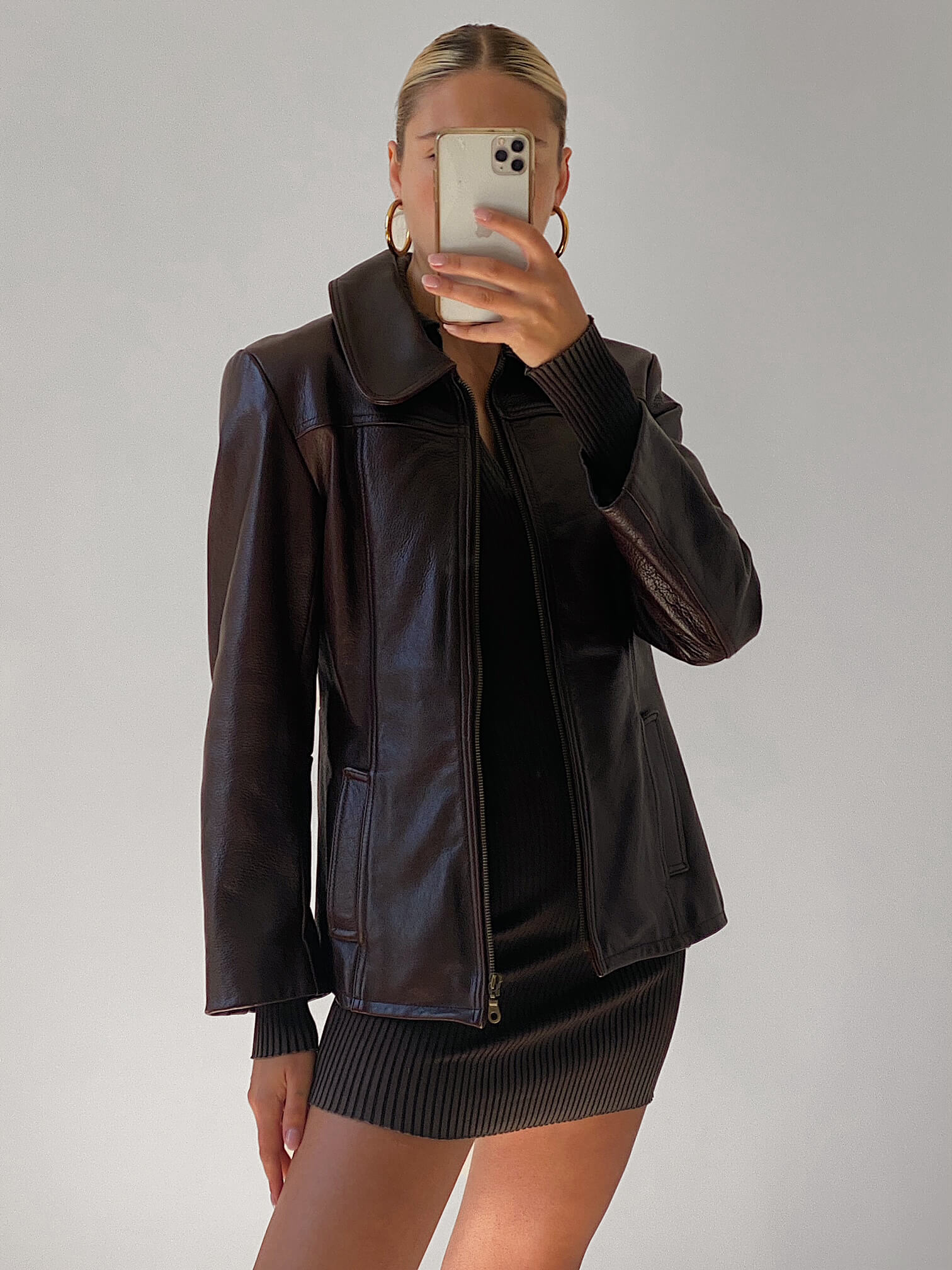 Vintage Dark Cocoa Short Leather Jacket | XS-M