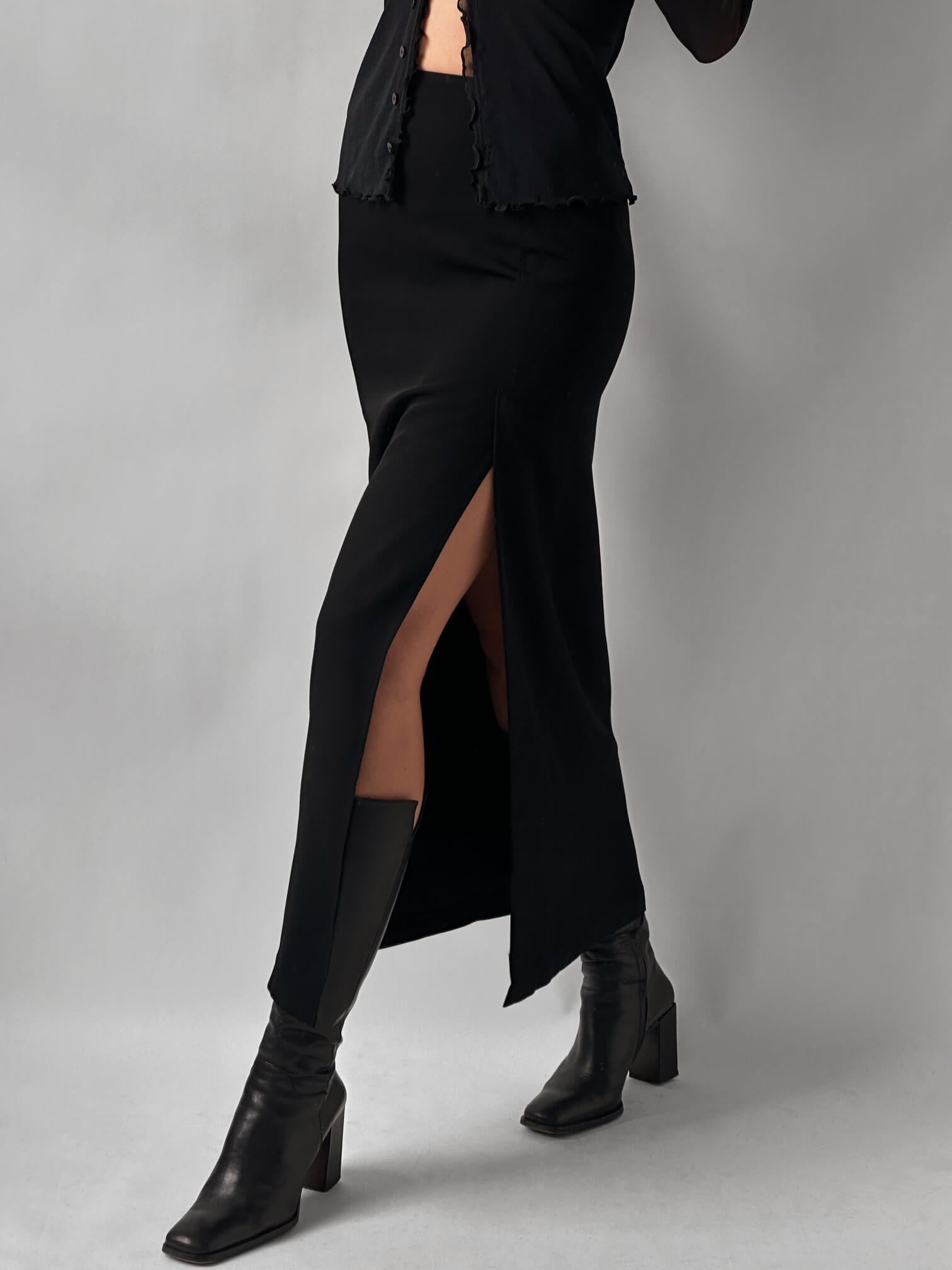 Vintage High Slit Maxi Skirt | XS