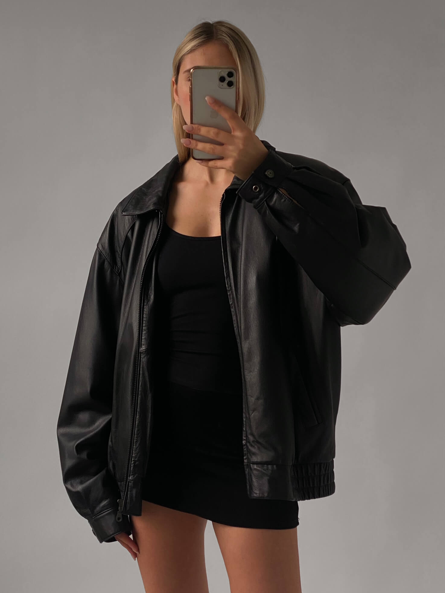 Vintage Oversized Classic Leather Bomber Jacket | XS-XL