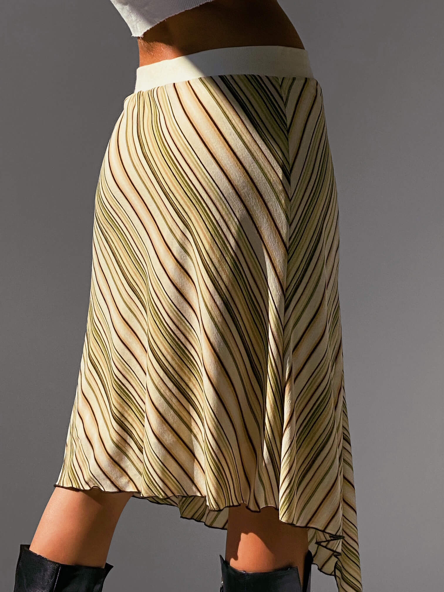 Vintage Striped Handkerchief Midi Skirt | M