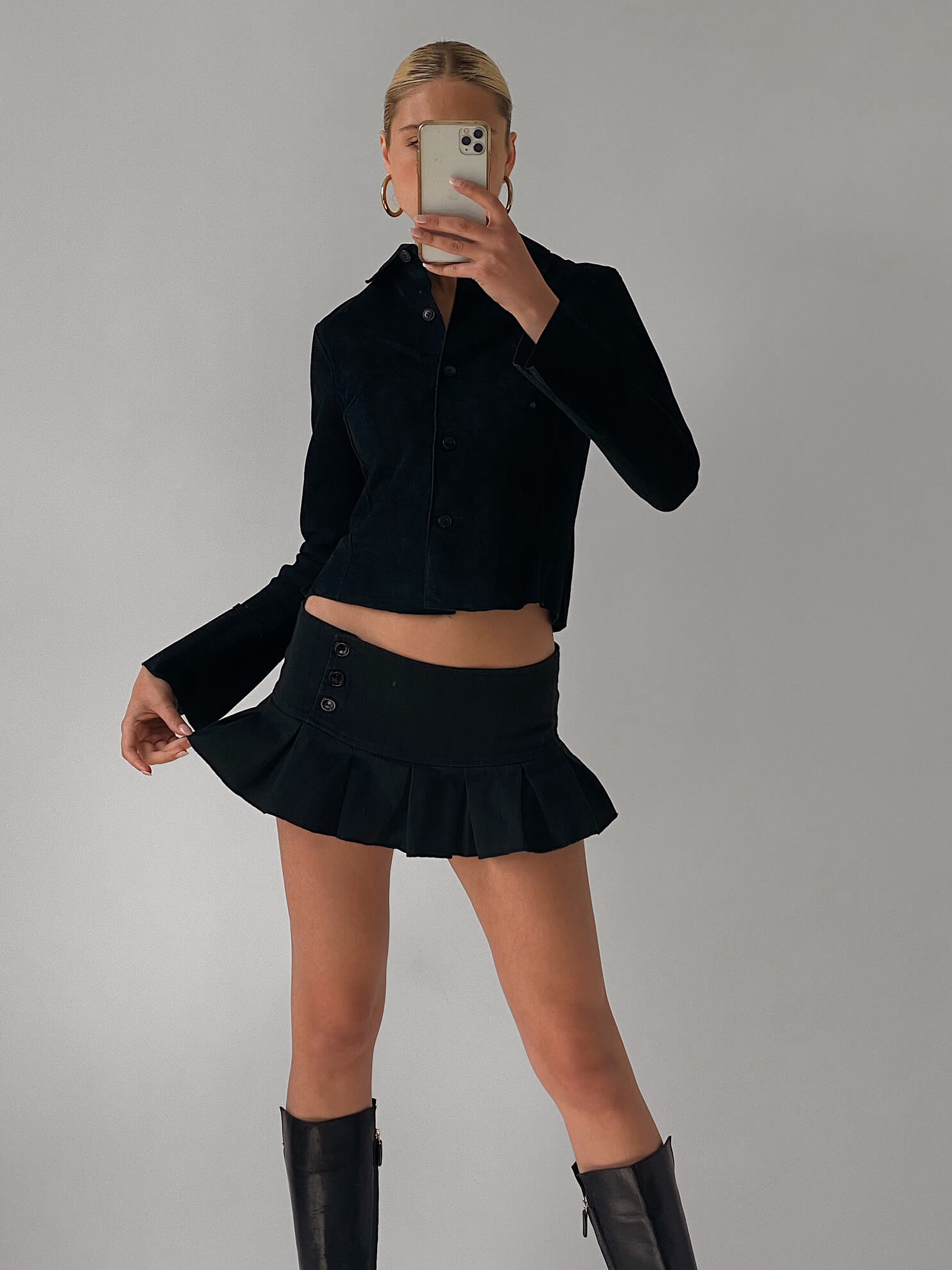 Vintage Micro Mini Ruffle Skirt | S