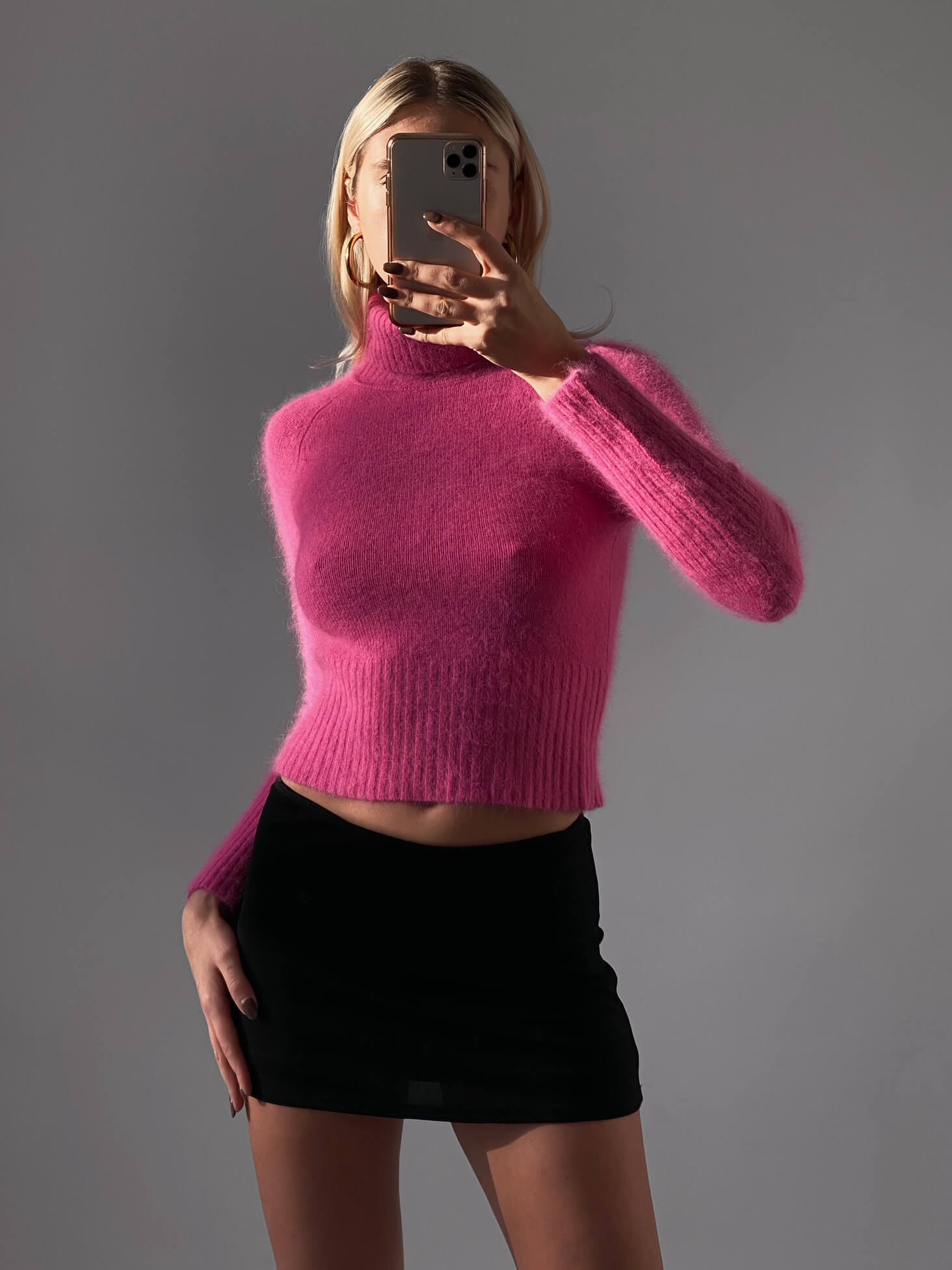 Vintage Flamingo Angora Turtleneck Knit | S/M