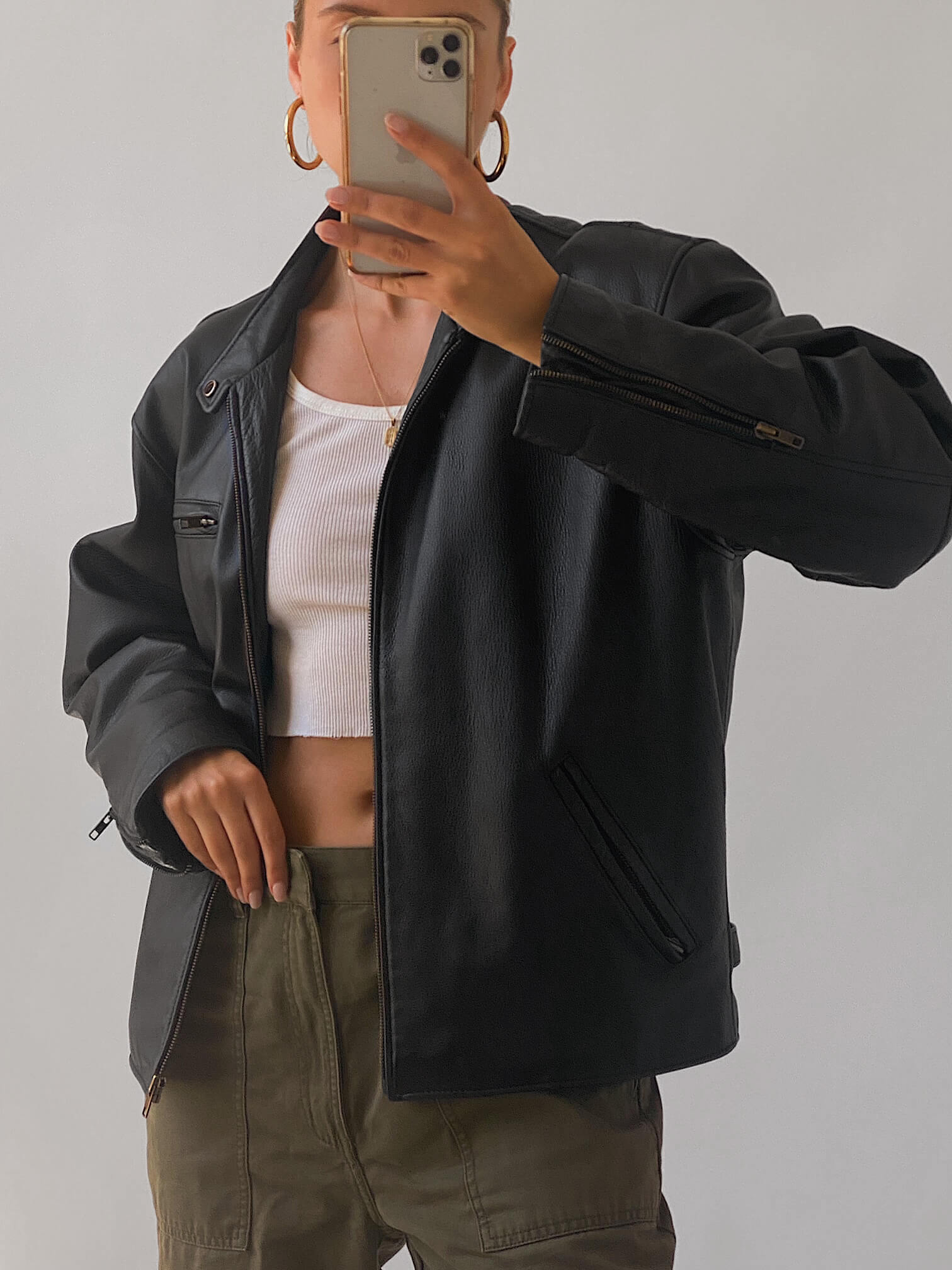 Vintage Oversized Straight Moto Jacket | XS-XL