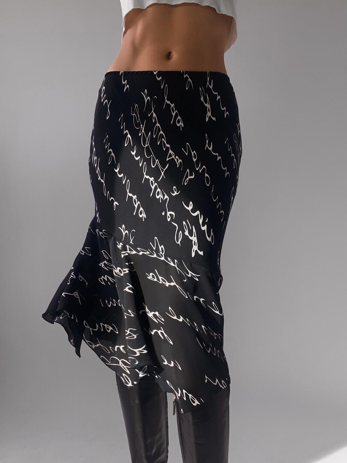 Vintage Typography Midi Skirt | M