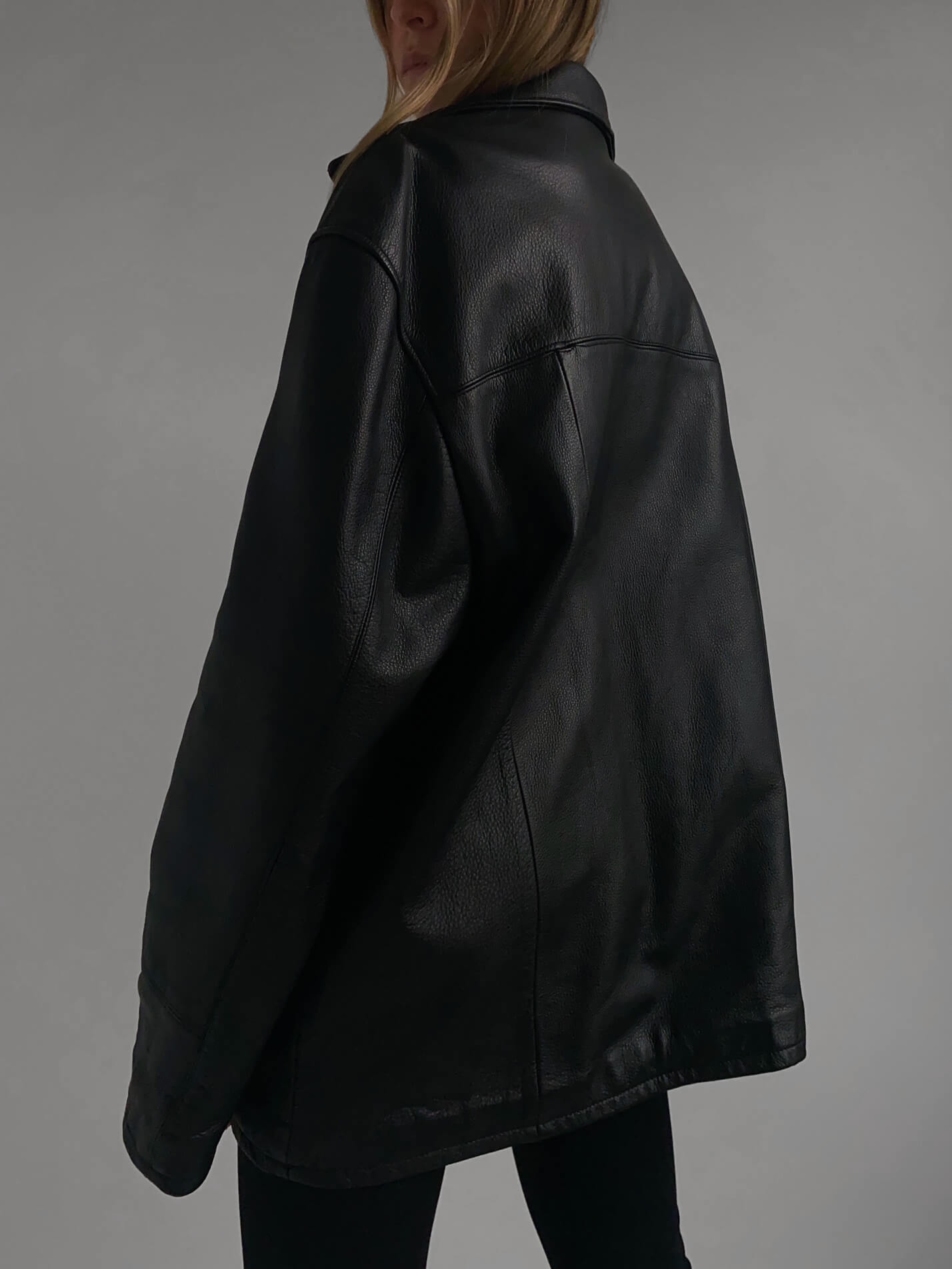 Vintage Oversized Straight Leather Jacket | XS-XL