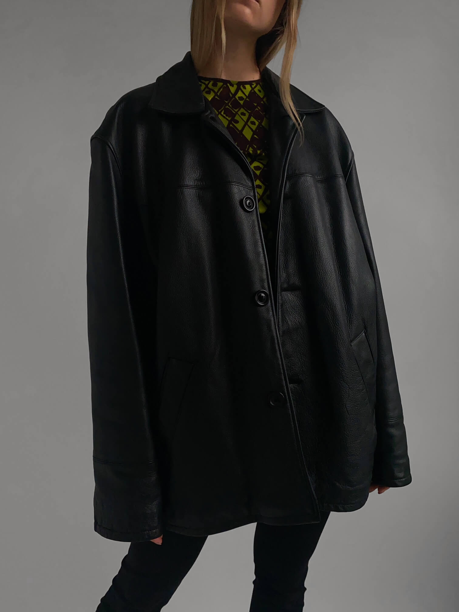 Vintage Oversized Straight Leather Jacket | XS-XL