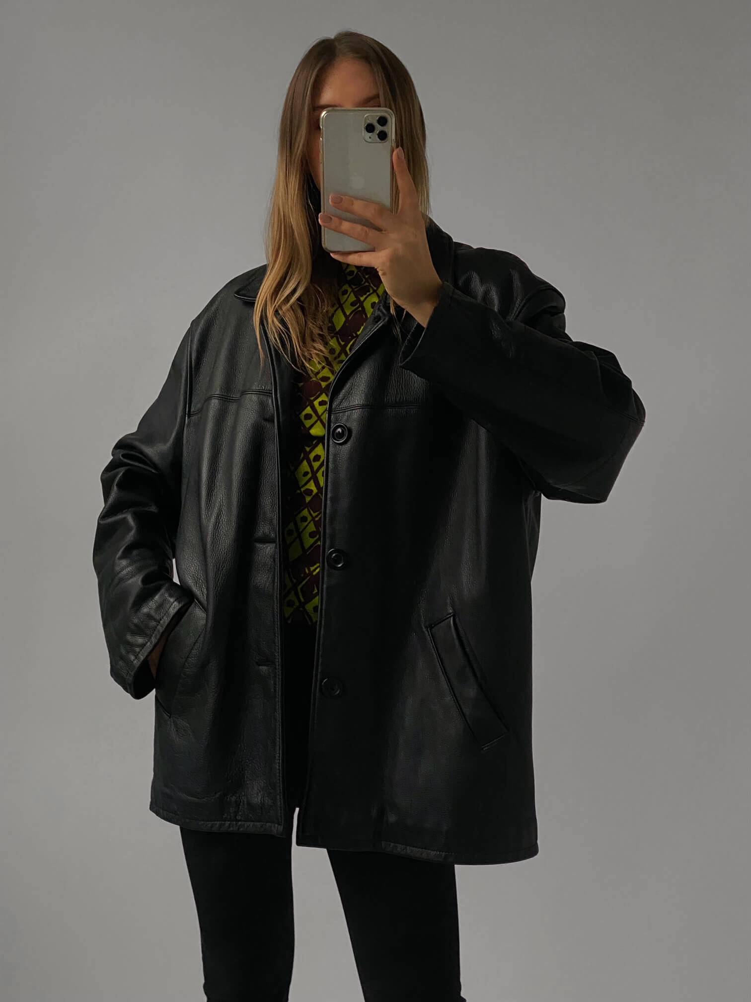 Vintage Oversized Straight Leather Jacket | XS-XL