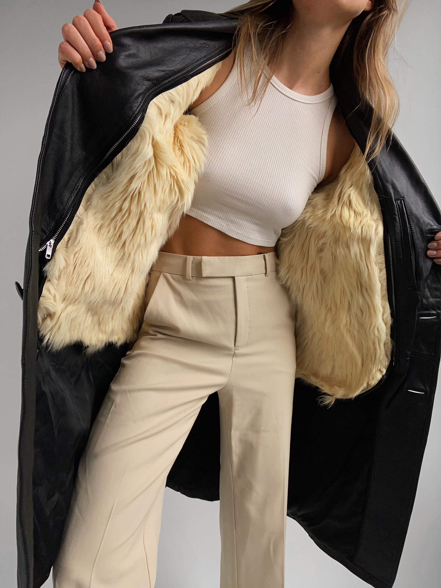 Vintage Fur Lined Leather Trench | XS-L