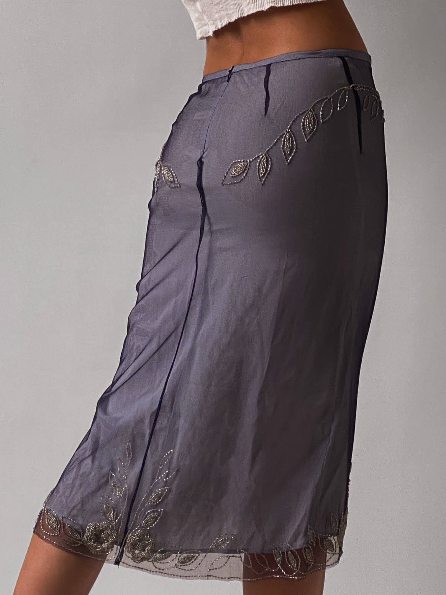 Vintage Beaded Mesh Tulip Skirt | 6/S