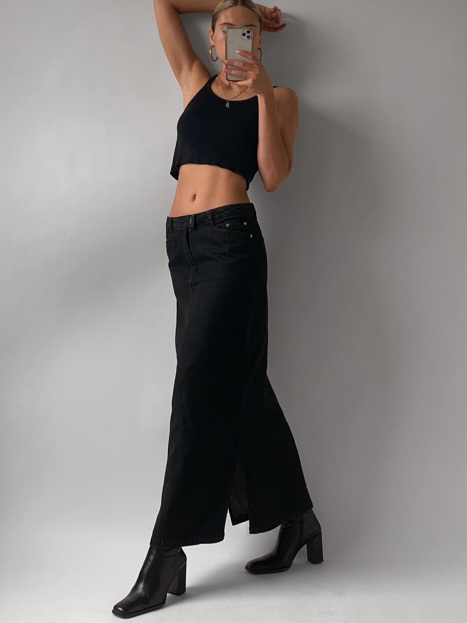 Vintage Denim Maxi Skirt | S/M