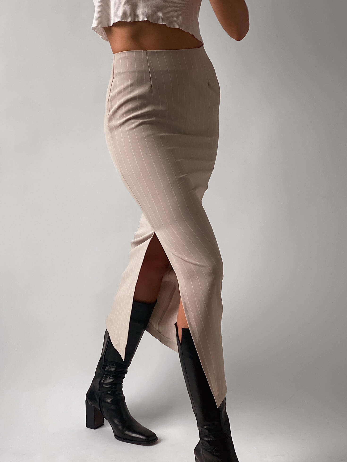 Vintage Pinstripe Maxi Skirt | XS