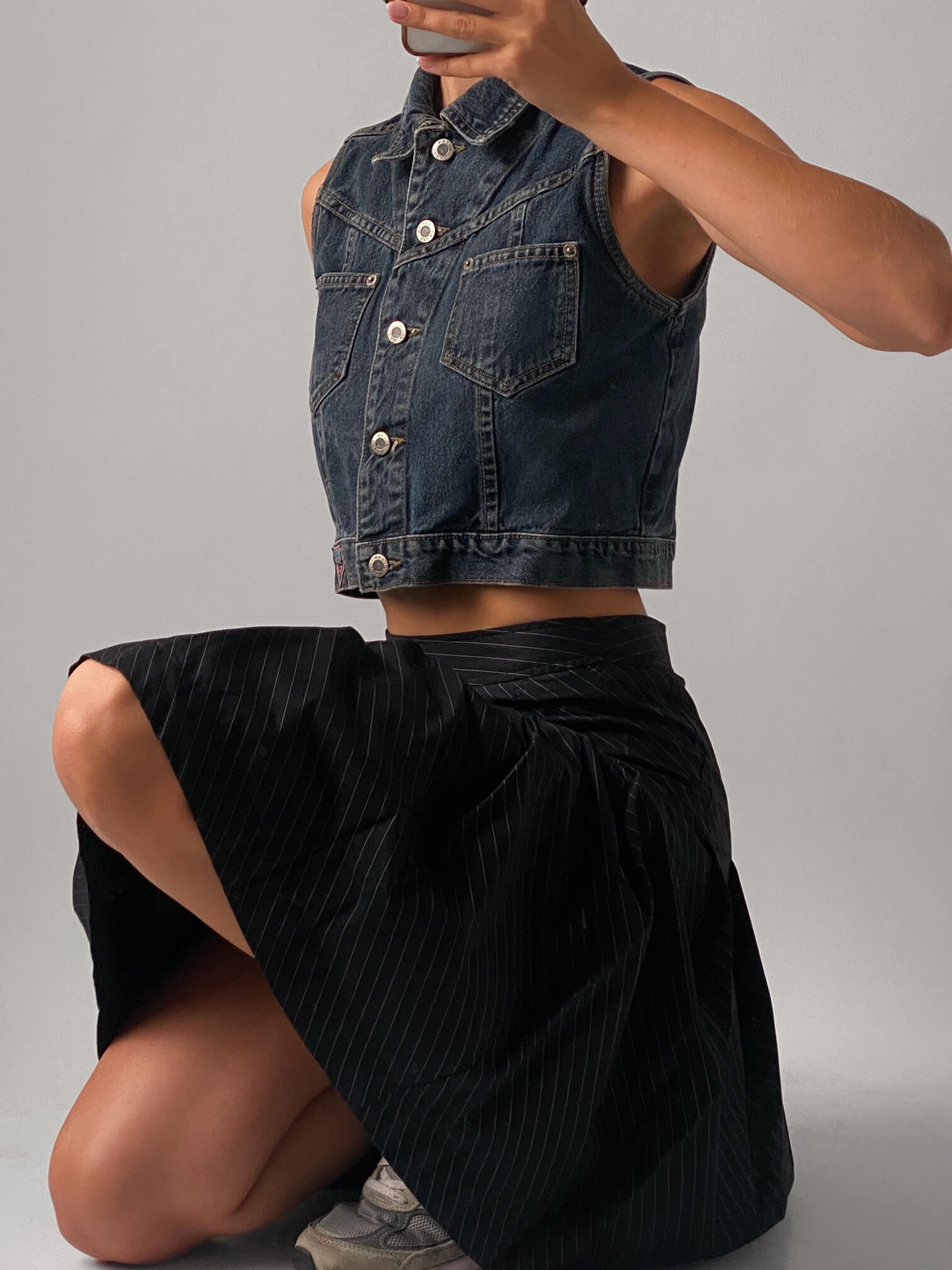 Vintage Pinstripe Flared Skirt | XS/S