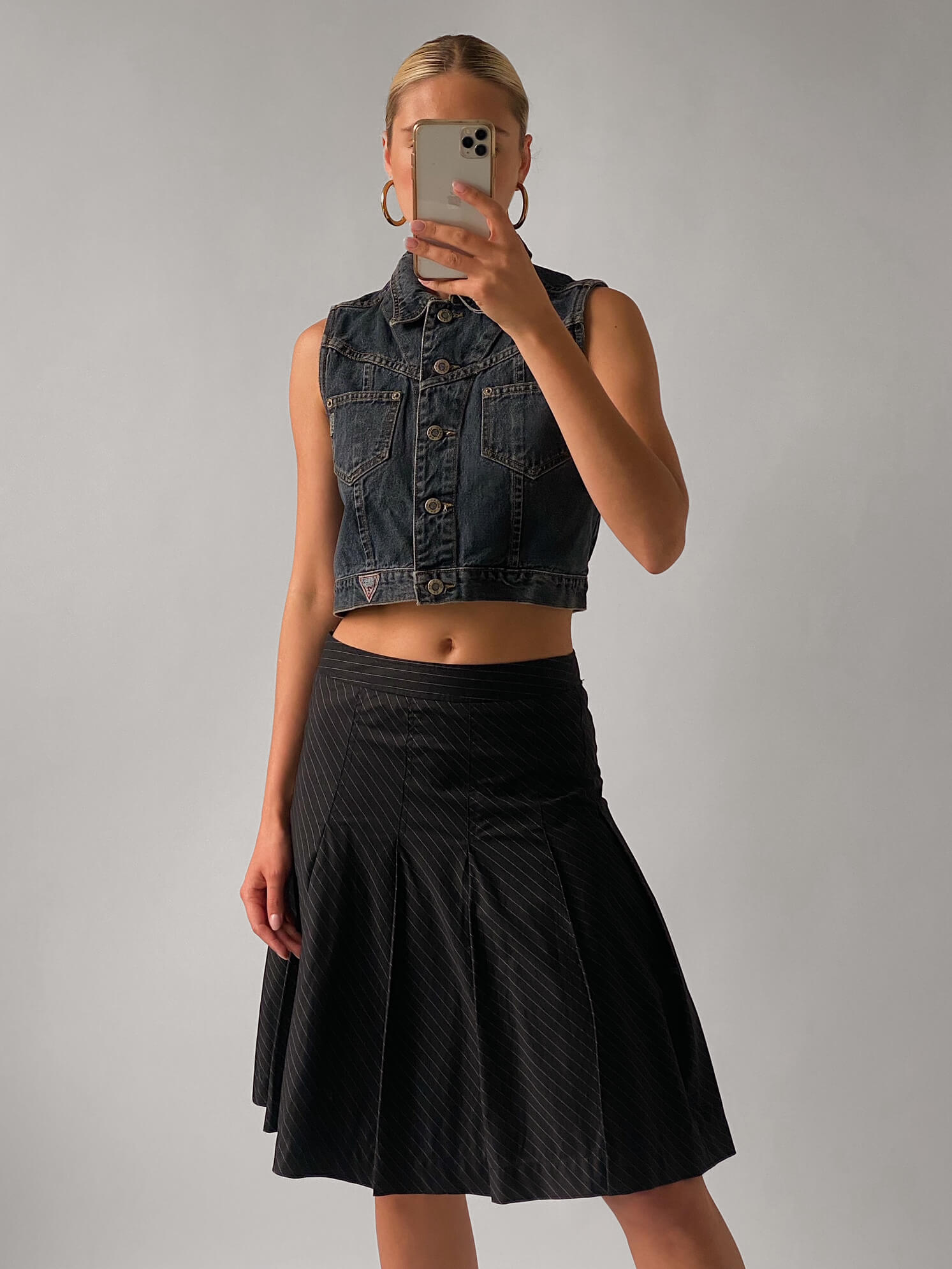 Vintage Pinstripe Flared Skirt | XS/S