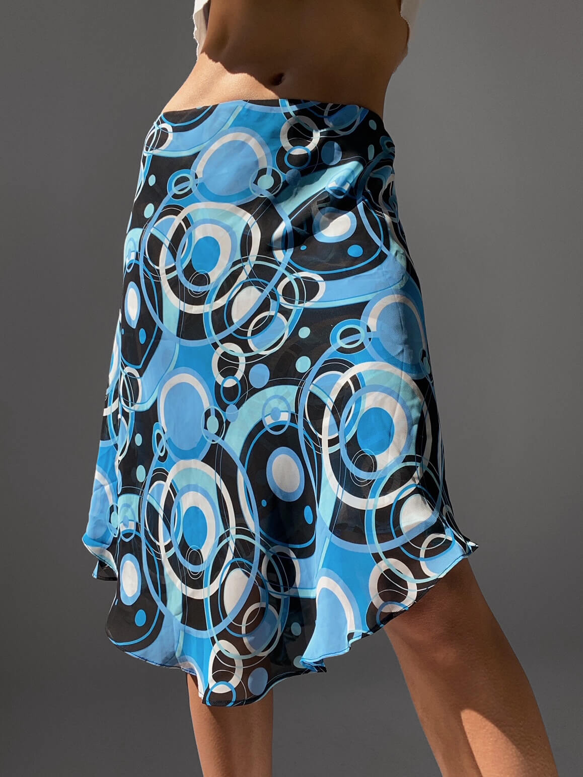 Vintage Printed Asymmetric Skirt | S