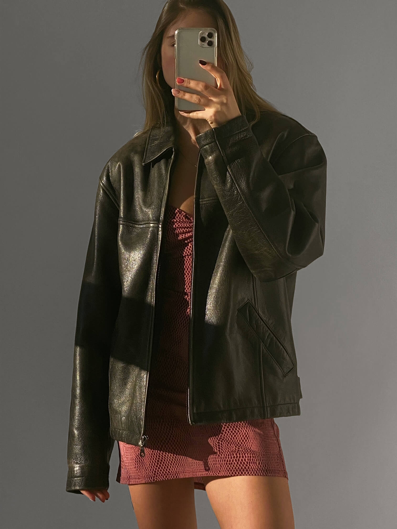 Vintage Oversized Patina Leather Jacket | XS-L