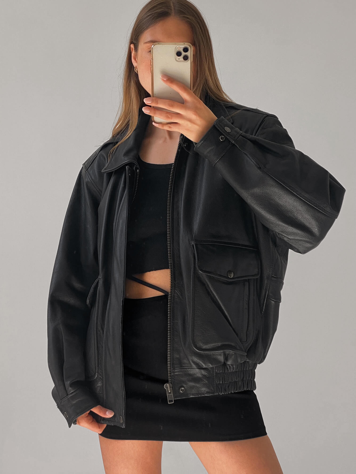 Vintage Oversized Leather Bomber Jacket No. 2 |  XS-XL
