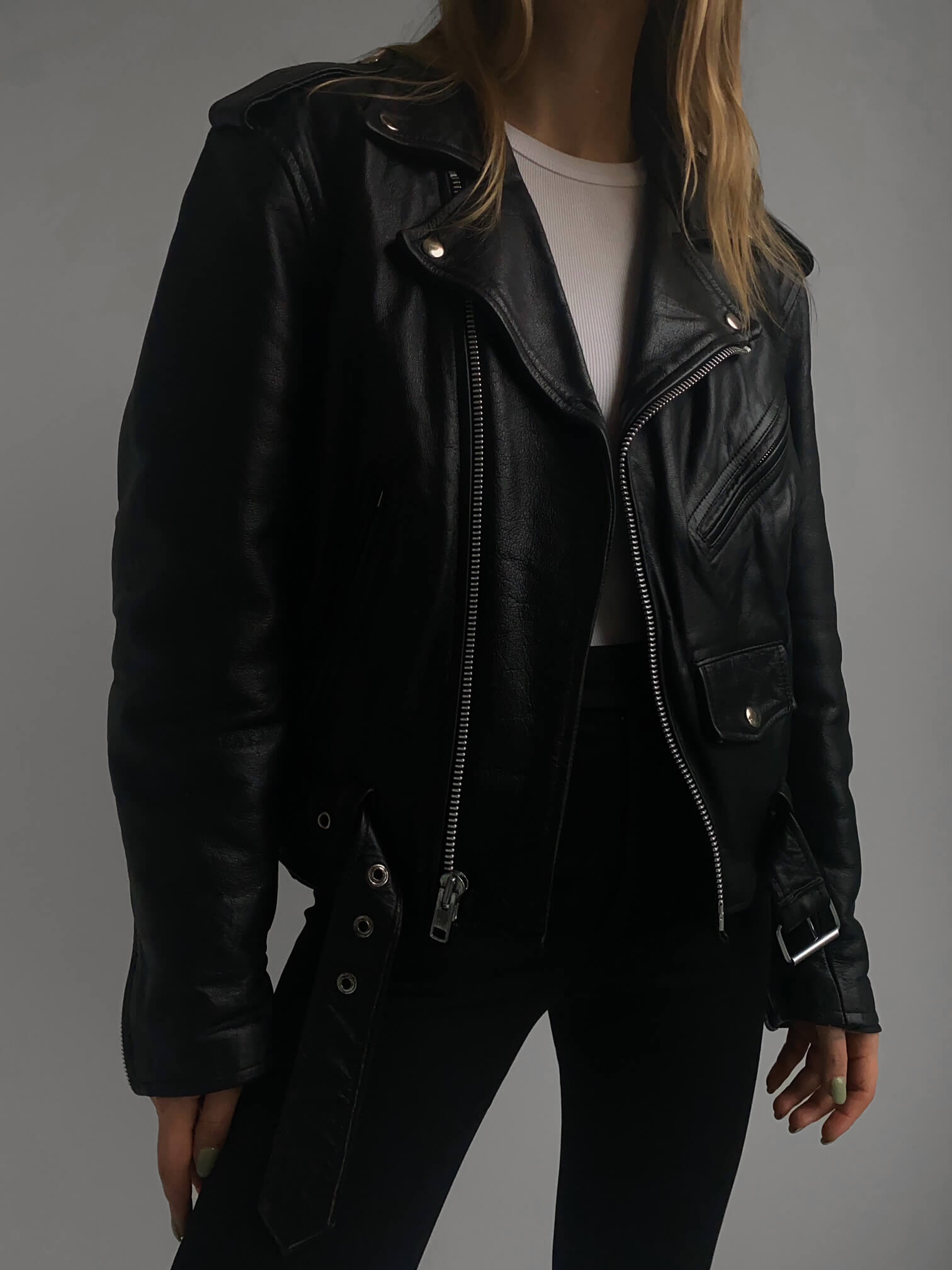 Vintage Classic Oversized Moto Jacket | XS-L
