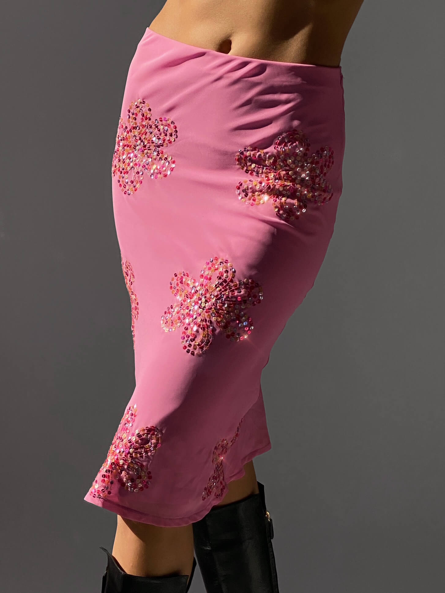Vintage Floral Sequin Skirt | XS