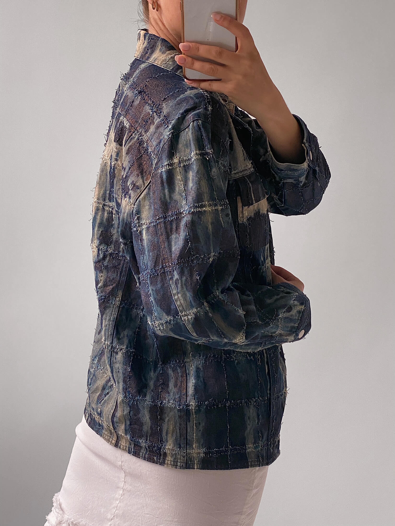 Y2K Bleached Patchwork Denim Jacket | XS-L