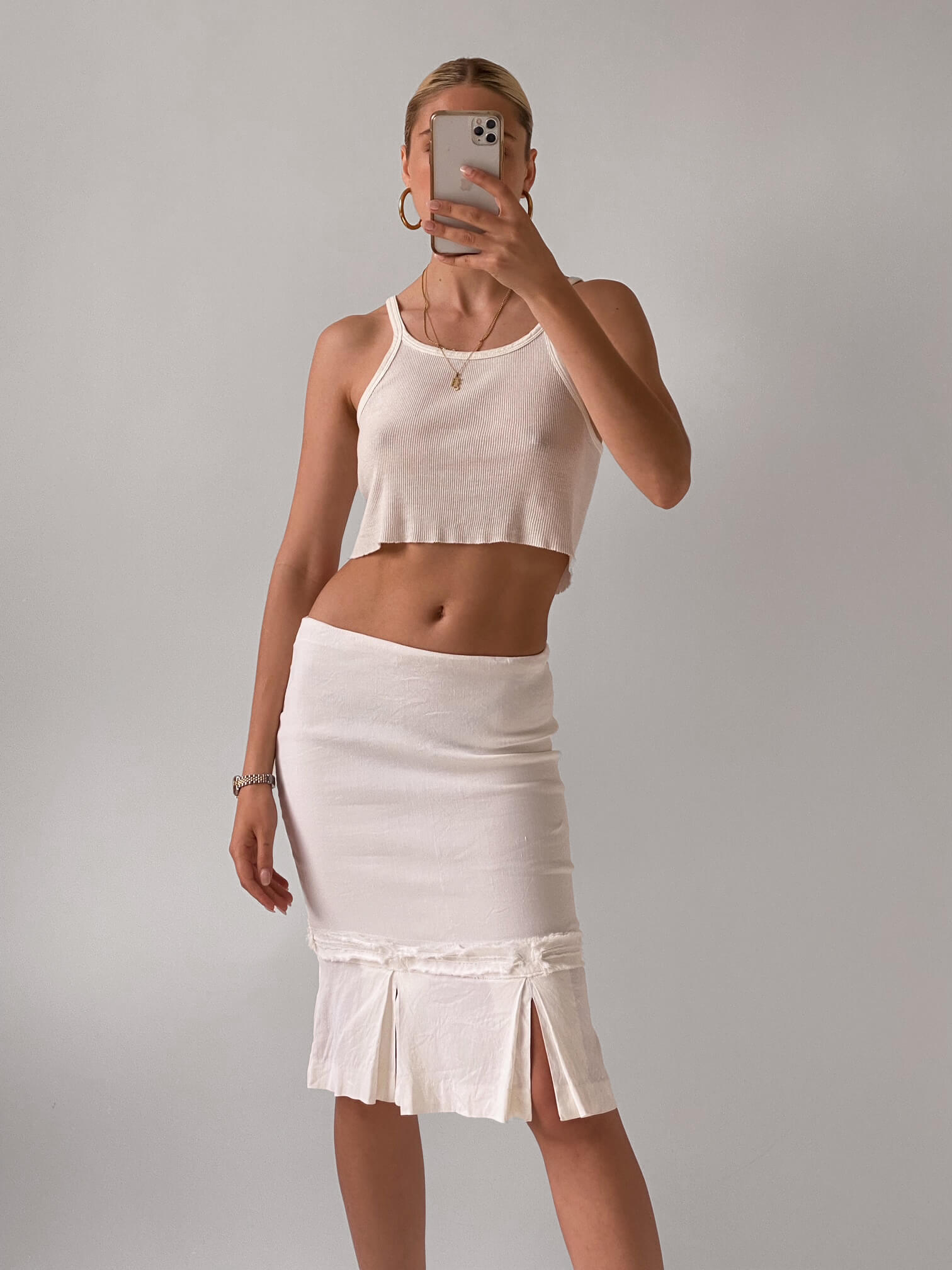 Vintage Linen Low Rise Skirt | XS/S