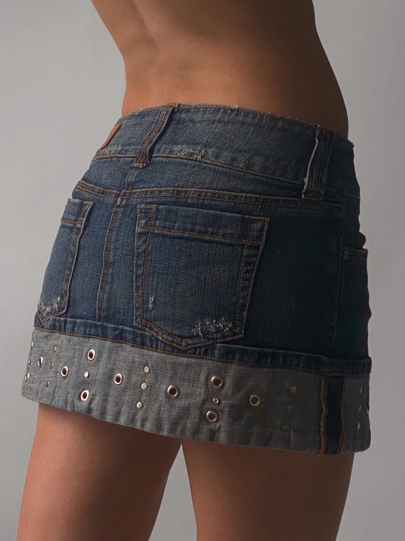 Vintage Denim Grommet Skirt | S/5