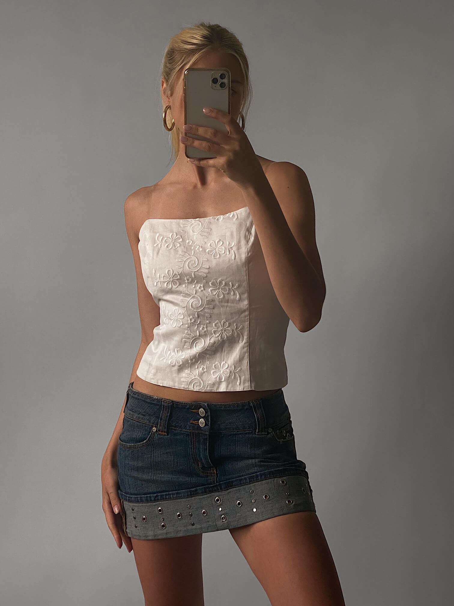 Vintage Denim Grommet Skirt | S/5