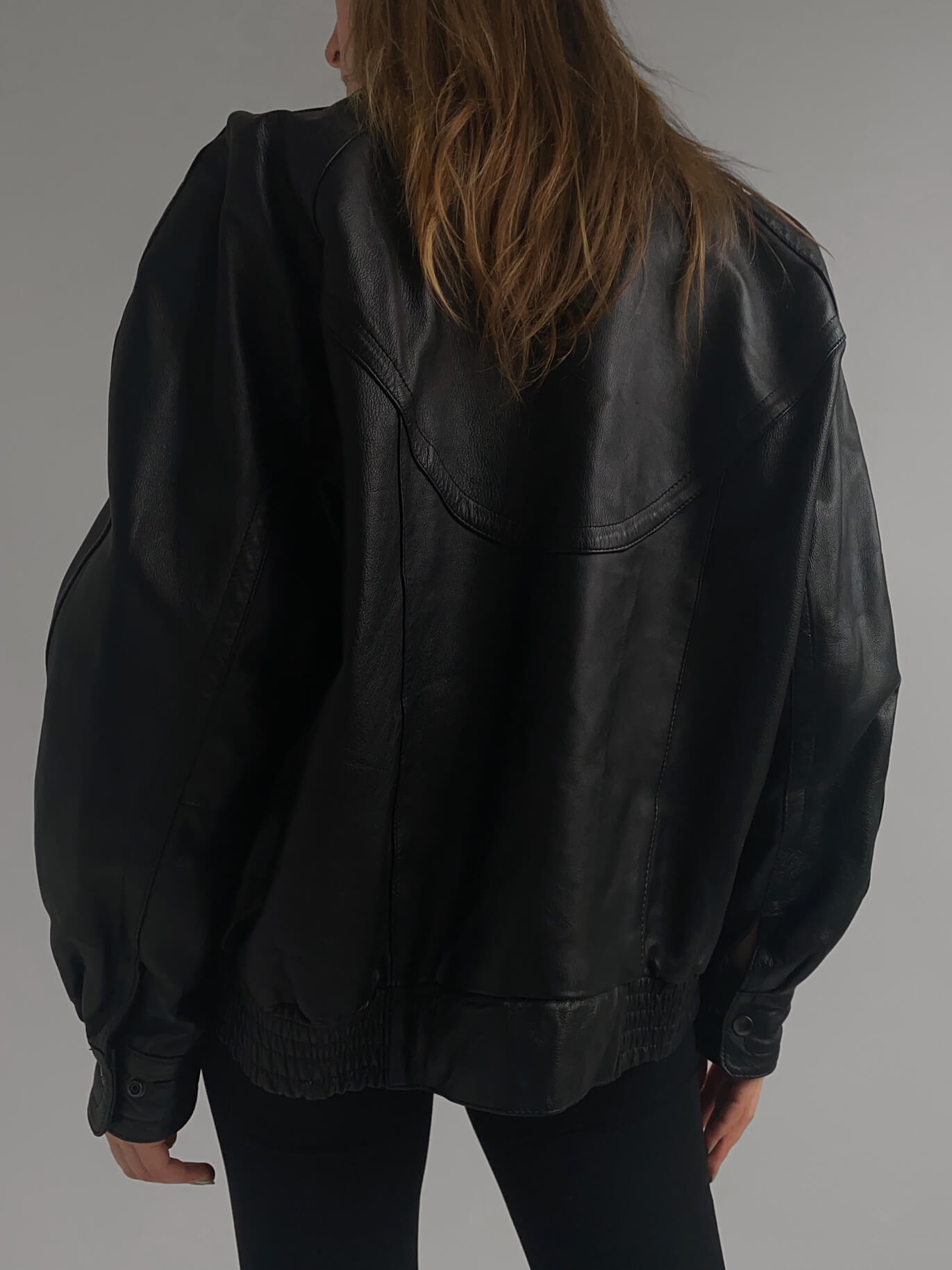 Vintage Classic Oversized Leather Bomber Jacket | XS-XL