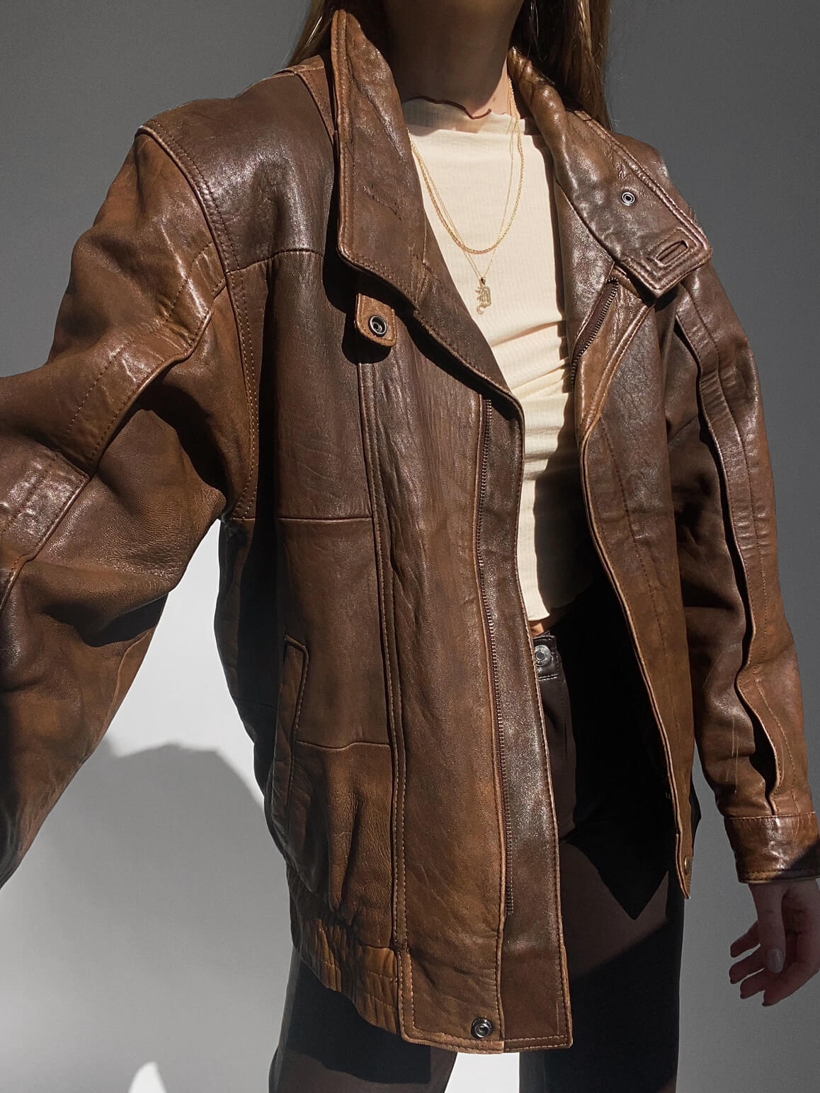Vintage 80s VALENTINO Chocolate Leather Bomber Jacket | XS-L