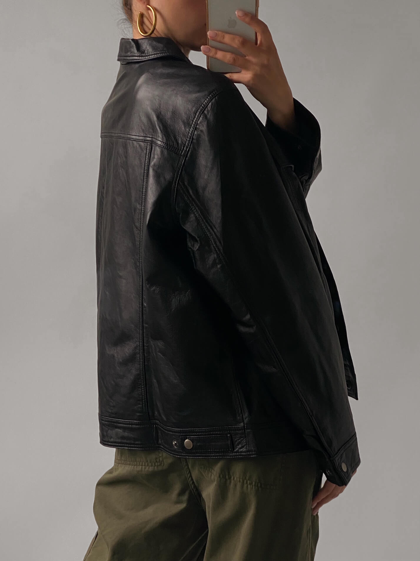 Vintage Oversized Leather Shirt Jacket | XS-XXL